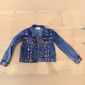 Lola + The Boys Denim Jacket with Multicolor Beads size 8